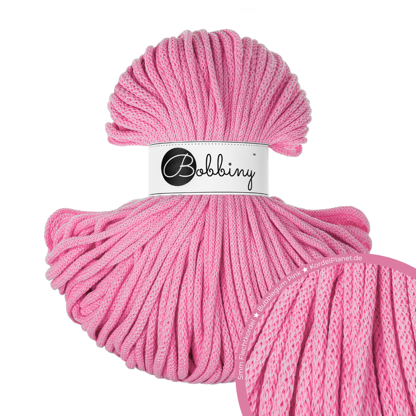 Bobbiny Flechtkordel Bubblegum Pink Ø 5 mm