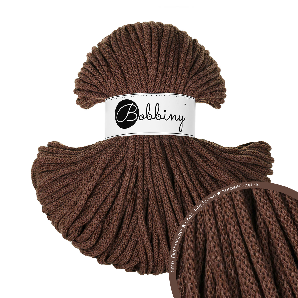 Bobbiny Flechtkordel Chocolate Brown Ø 5 mm
