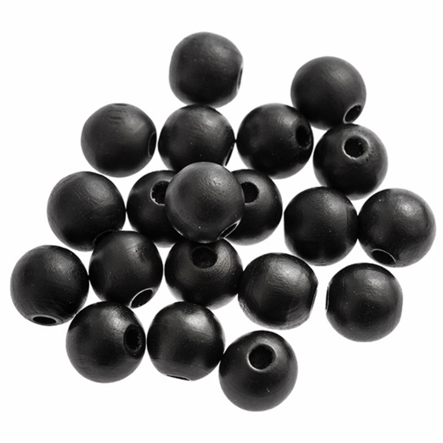 Holzperlen matt schwarz Ø 16 mm - Holzkugeln für Schmuck & Makramee