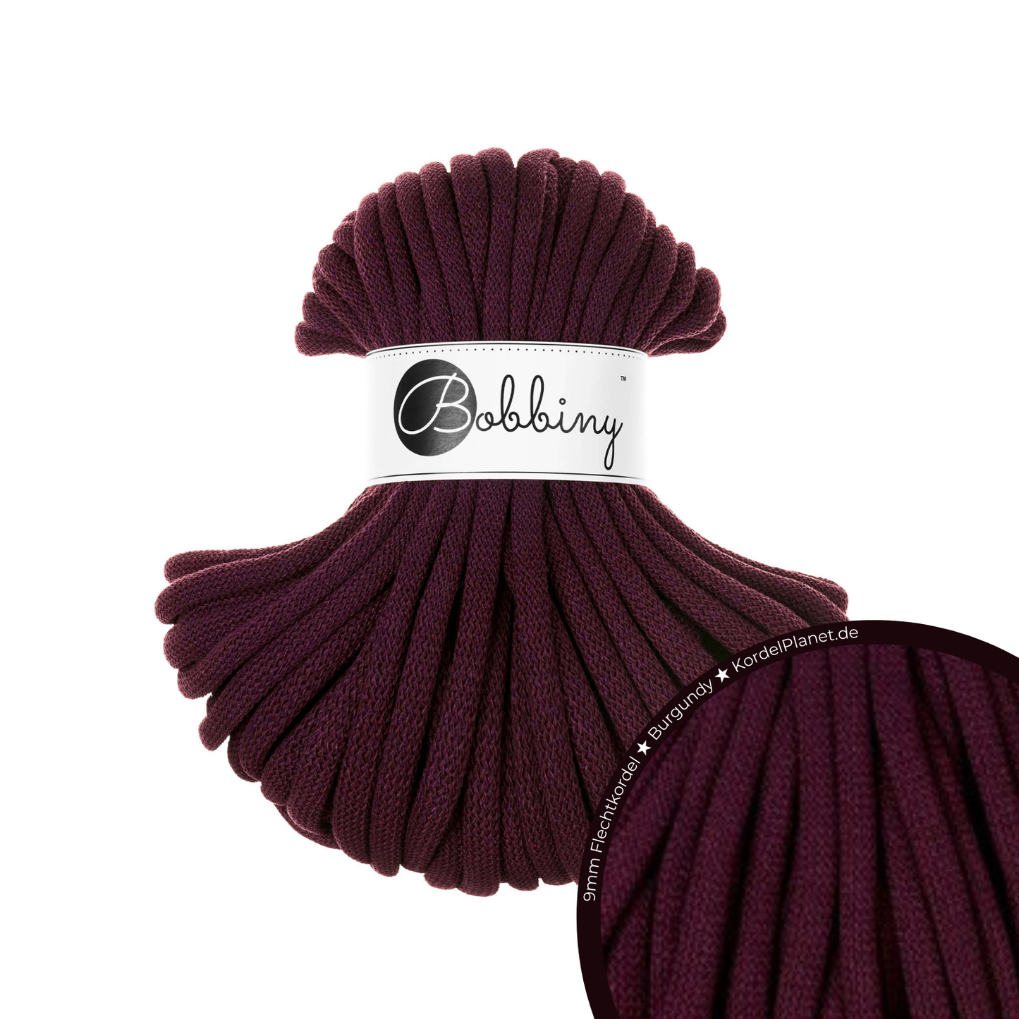 30 Meter - Bobbiny Flechtkordeln Burgundy Ø 9 mm