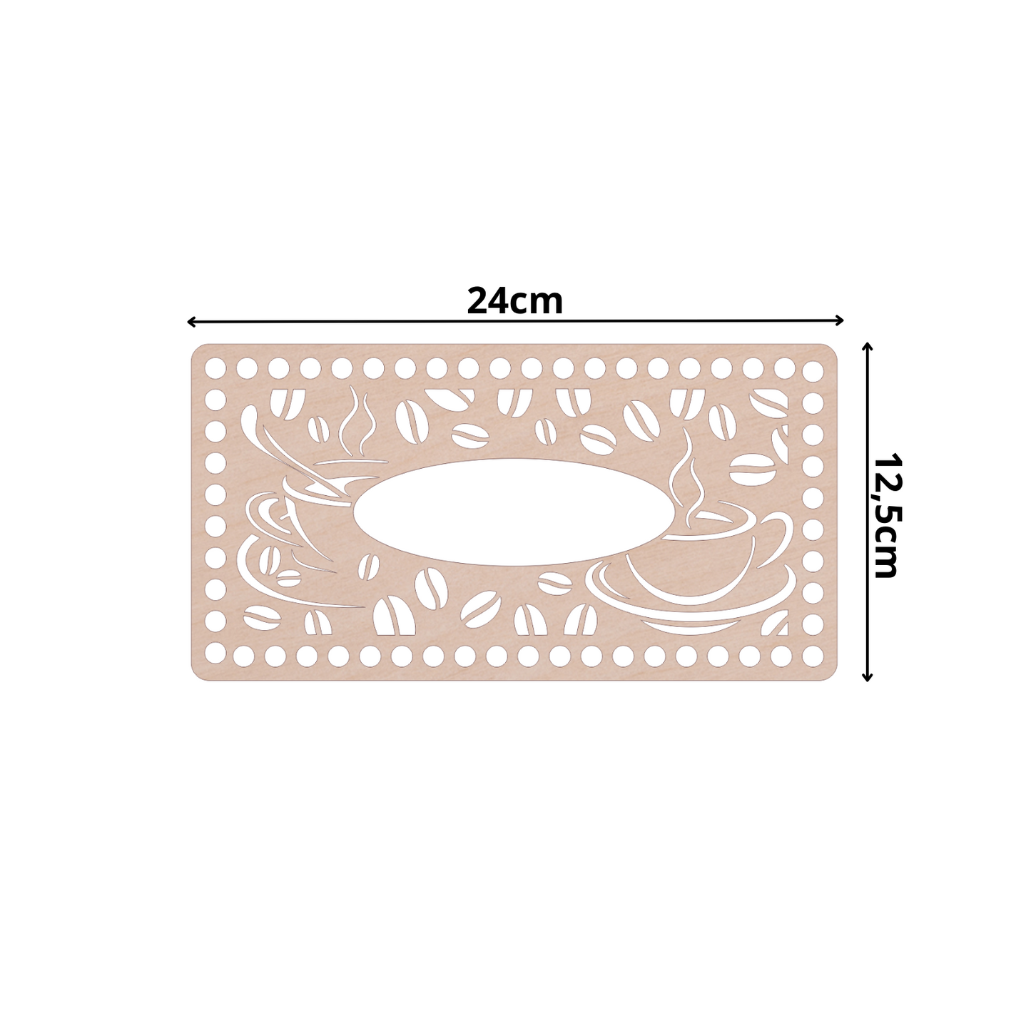 Holzdeckel Taschentücherbox 24x12,5 cm (Tasse Kaffee)