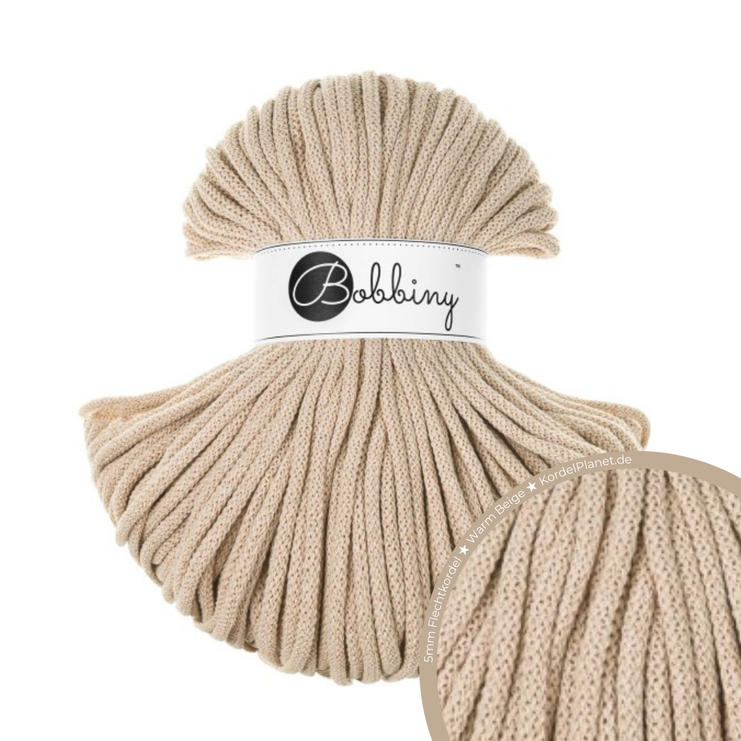 Bobbiny Flechtkordel Warm Beige Ø 5 mm
