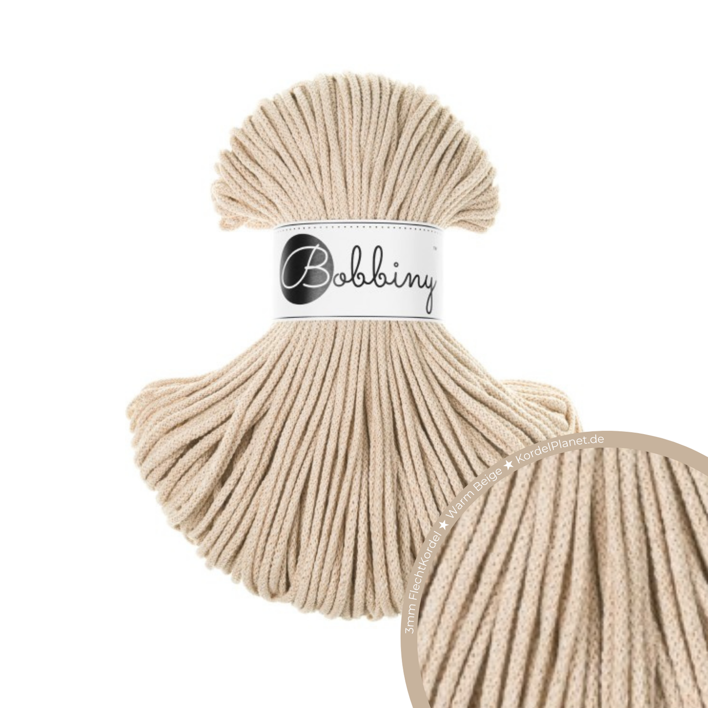 Bobbiny Flechtkordel Warm Beige Ø 3 mm