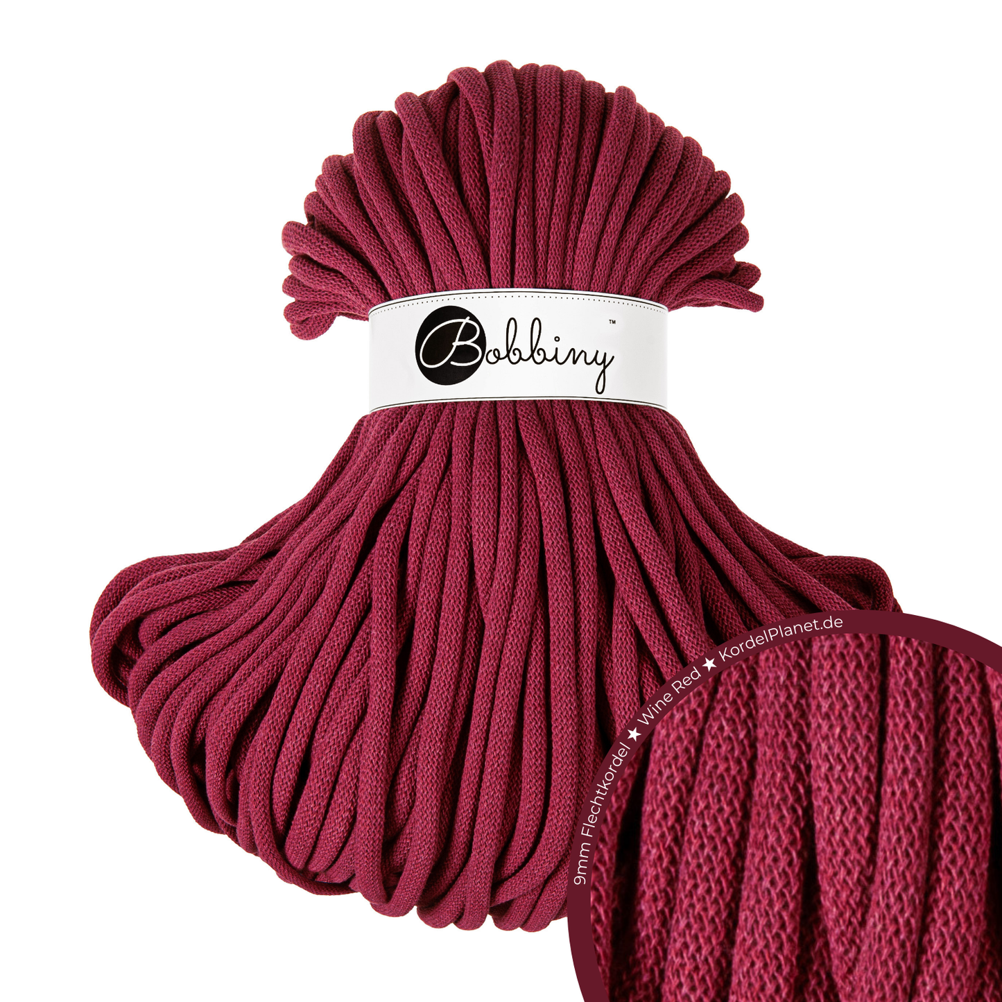 Bobbiny Flechtkordel Wine Red Ø 9 mm