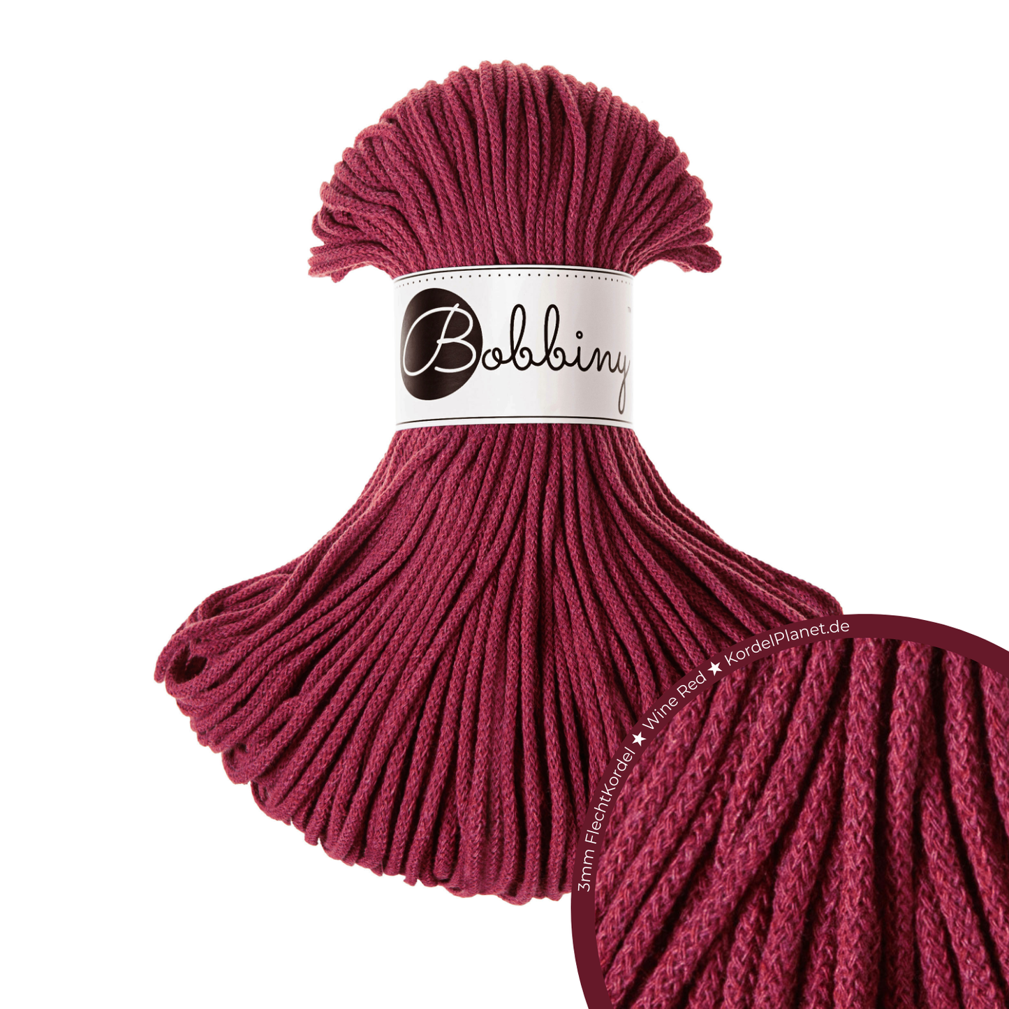 Bobbiny Flechtkordel Wine Red Ø 3 mm