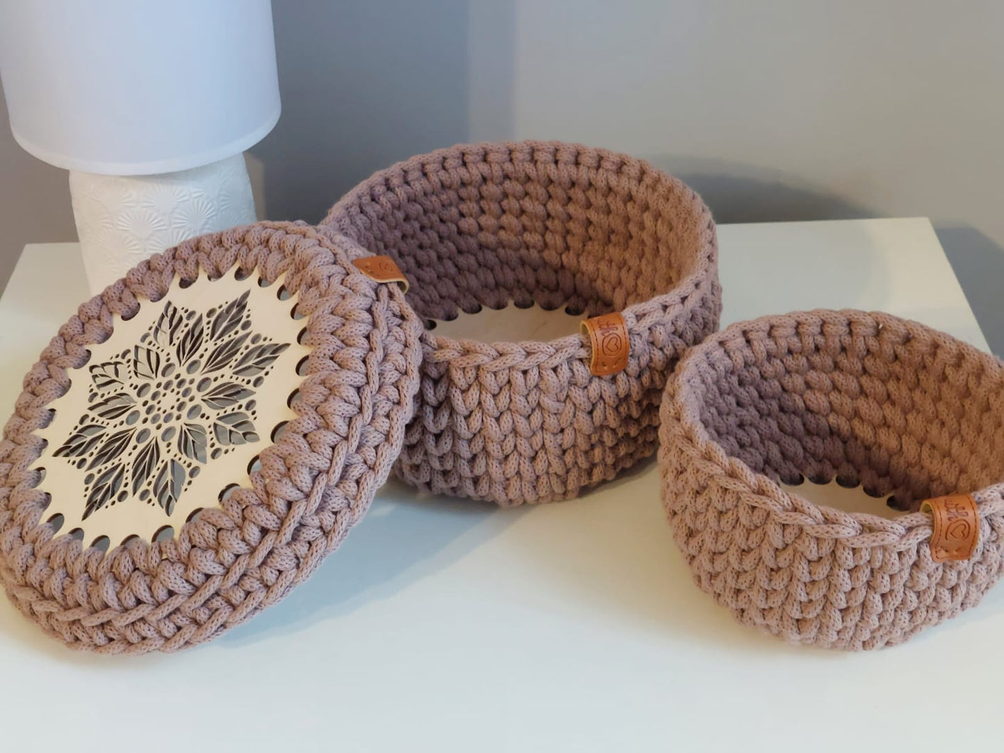 Körbboden "2+1 Set" für Häkelkörbchen rund Ø 2x15 cm + 10 cm