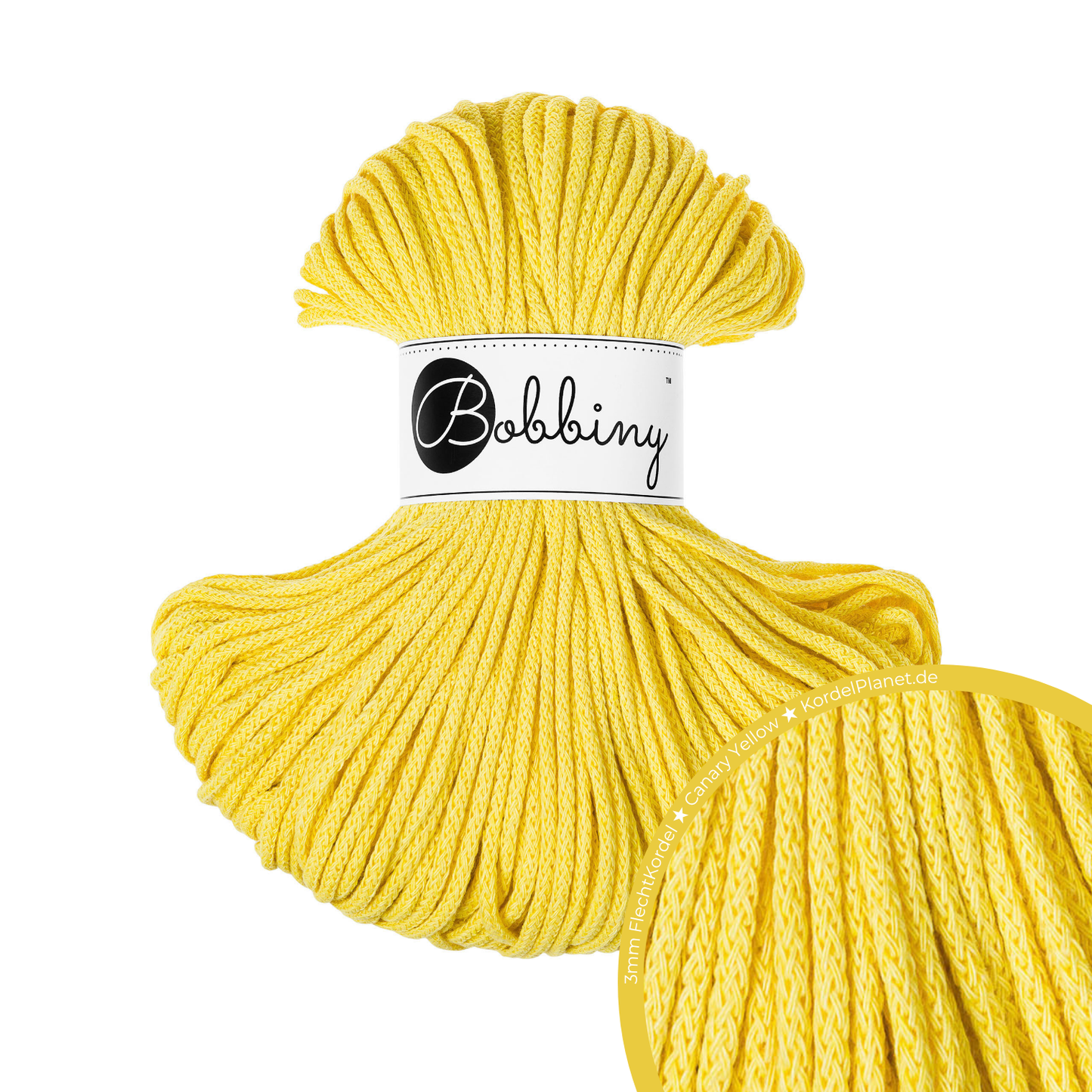 Bobbiny Flechtkordel Canary Yellow Ø 3 mm
