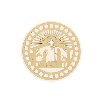 Korbboden rund Ø 15 cm – Krippe/Heilige Familie, Sonnenstrahlen