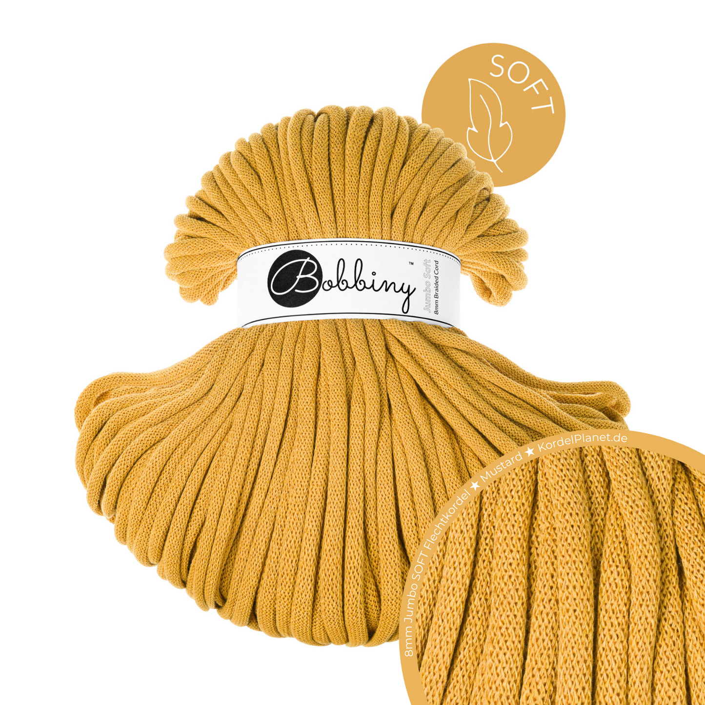 Bobbiny Flechtkordel Mustard Ø 8 mm (Jumbo Soft)