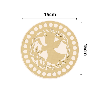 Korbboden rund Ø 15 cm – Engel im Kranz, klassisch
