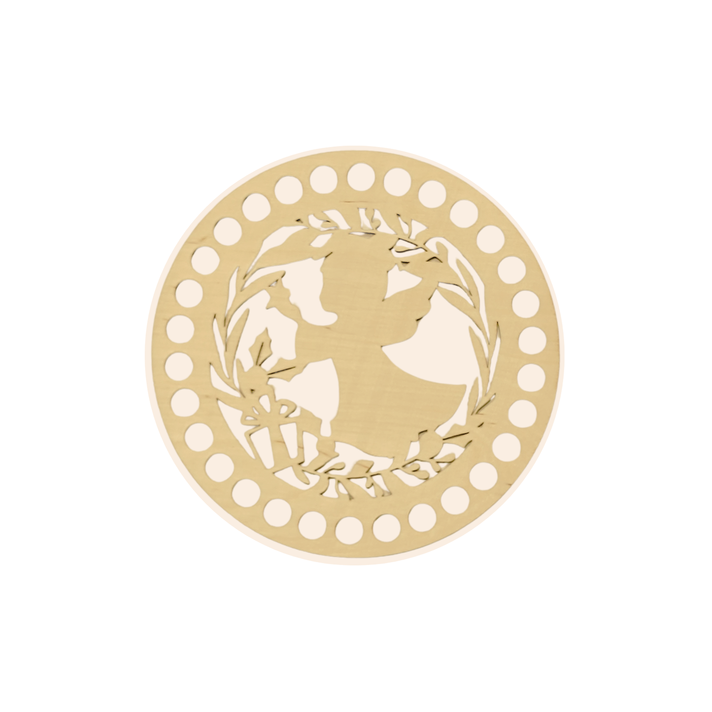 Korbboden rund Ø 15 cm – Engel im Kranz, klassisch