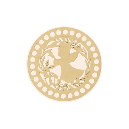 Korbboden rund Ø 15 cm – Engel im Kranz, klassisch