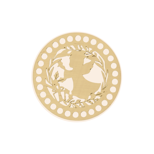 Korbboden rund Ø 15 cm – Engel im Kranz, klassisch