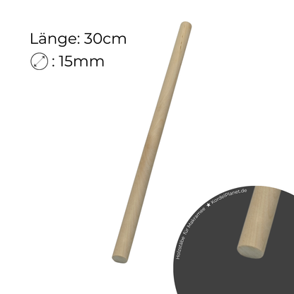 15 mm - Holzstab für Makramee 30 cm