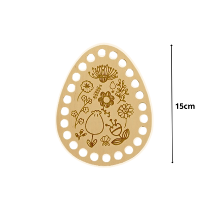 Osterei Häkelbasis 15 cm – lasergeschnitten mit Blumenmotiv