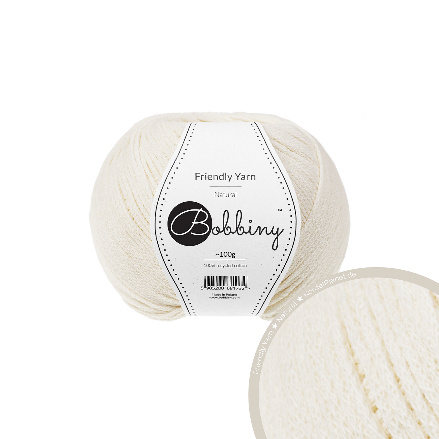 Bobbiny Garn "Friendly Yarn" - Natural - 200m (100g)