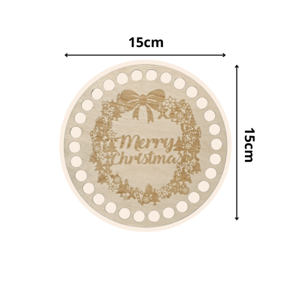 Korbboden rund Ø 15 cm – Merry‑Christmas‑Kranz, graviert