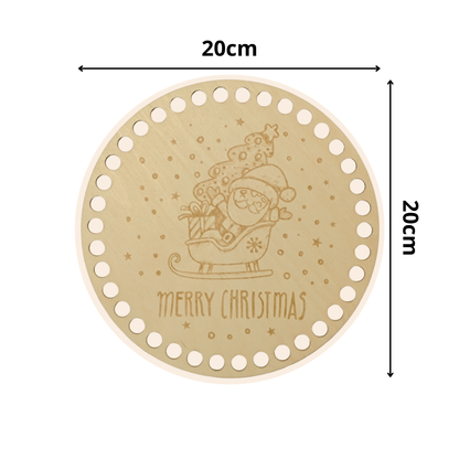 Korbboden rund Ø 20 cm – Weihnachtsmann im Schlitten, graviert