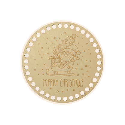 Korbboden rund Ø 20 cm – Weihnachtsmann im Schlitten, graviert