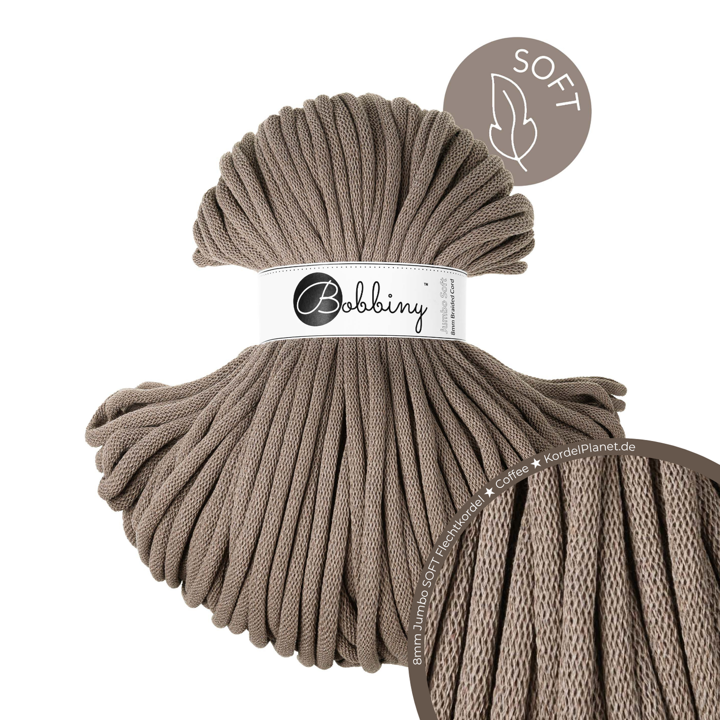 Bobbiny Flechtkordel Coffee Ø 8 mm (Jumbo Soft)