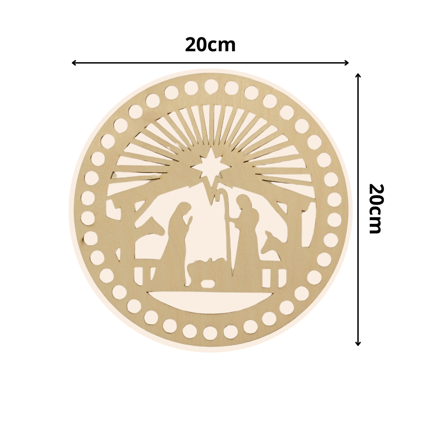 Korbboden rund Ø 20 cm – Krippe/Heilige Familie, Strahlen