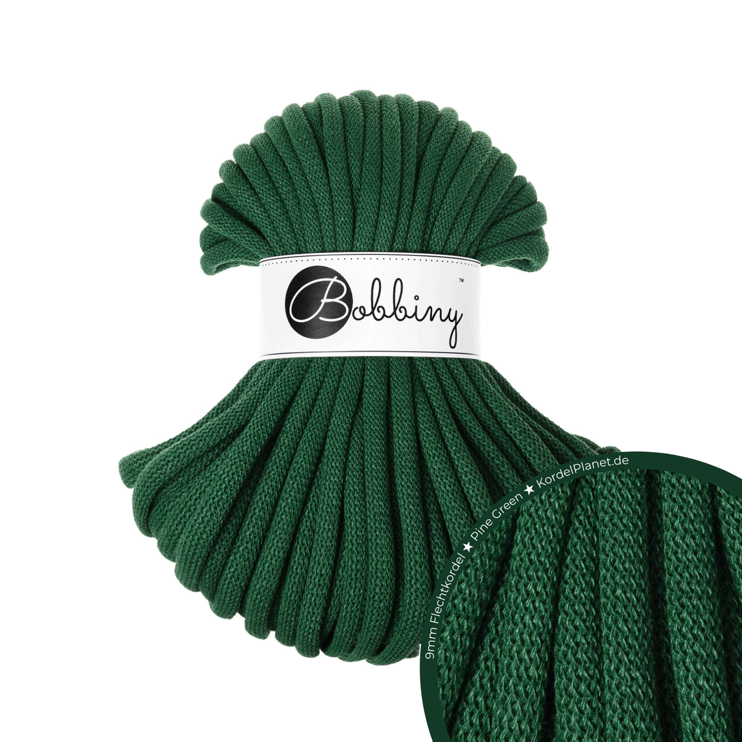 30 Meter - Bobbiny Flechtkordeln Pine Green Ø 9 mm