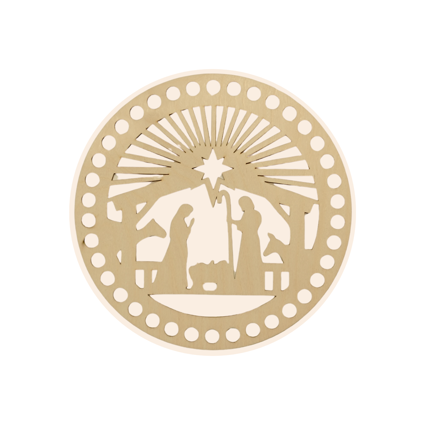 Korbboden rund Ø 20 cm – Krippe/Heilige Familie, Strahlen