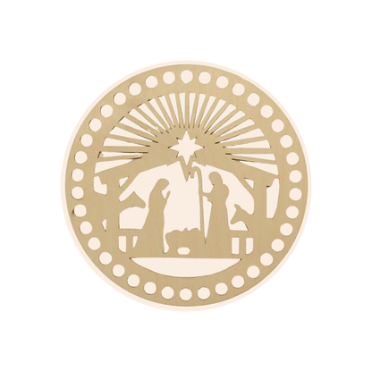 Korbboden rund Ø 20 cm – Krippe/Heilige Familie, Strahlen