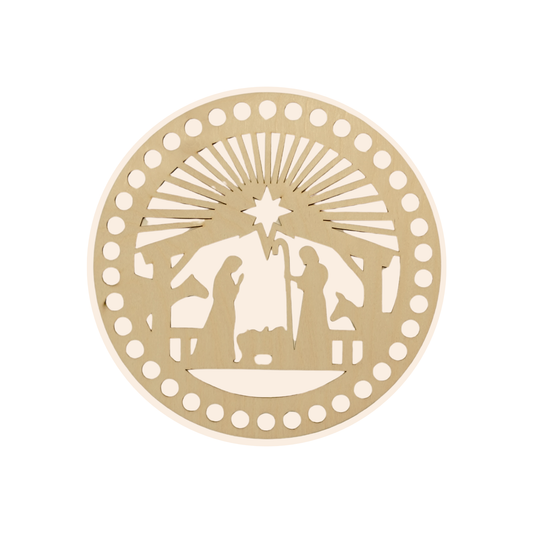 Korbboden rund Ø 20 cm – Krippe/Heilige Familie, Strahlen