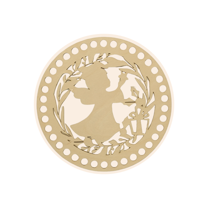 Korbboden rund Ø 20 cm – Engel im Kranz, klassisch