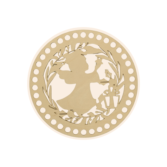 Korbboden rund Ø 20 cm – Engel im Kranz, klassisch