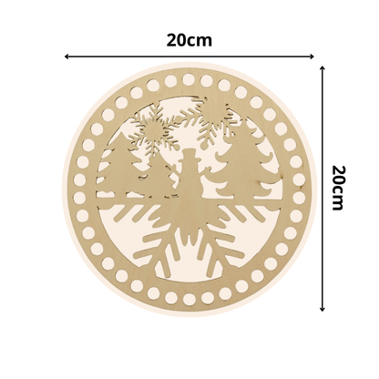 Korbboden rund Ø 20 cm – Tannen & Schneeflocke, gelocht