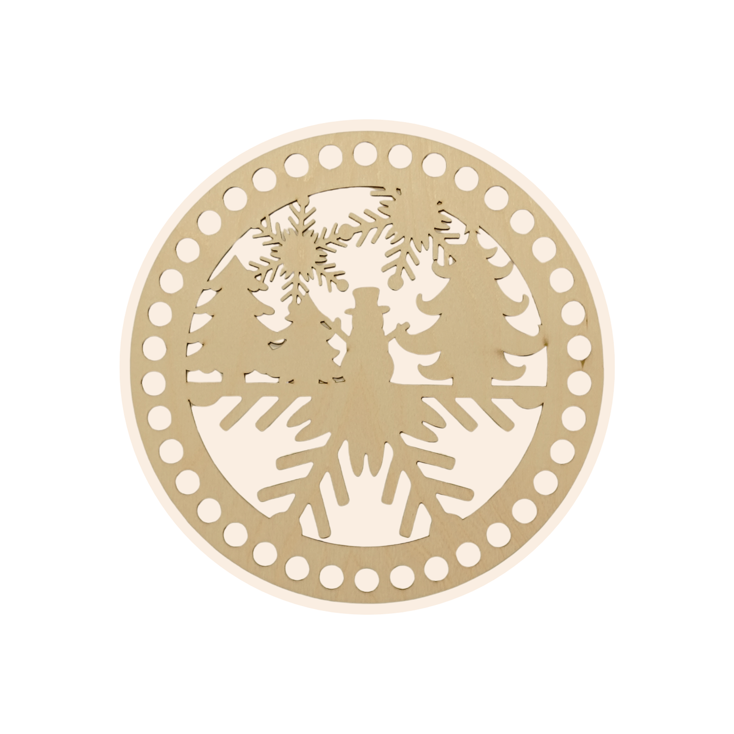 Korbboden rund Ø 20 cm – Tannen & Schneeflocke, gelocht