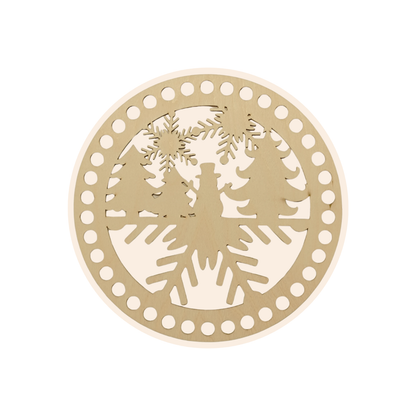 Korbboden rund Ø 20 cm – Tannen & Schneeflocke, gelocht