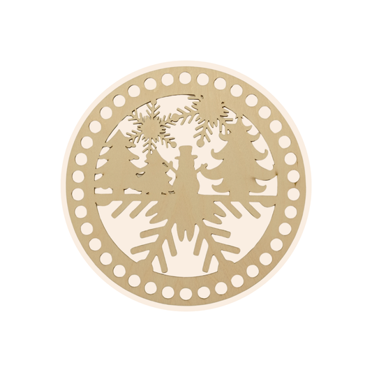 Korbboden rund Ø 20 cm – Tannen & Schneeflocke, gelocht