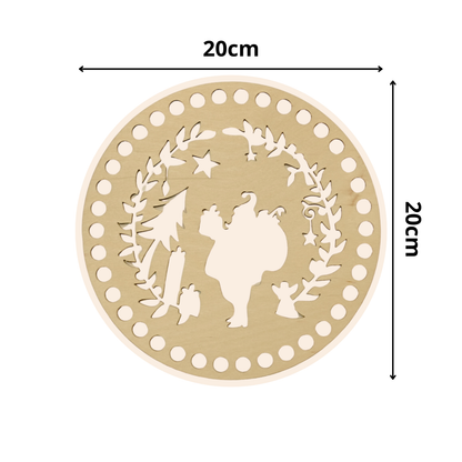 Korbboden rund Ø 20 cm – Nikolaus im Kranz mit Geschenken