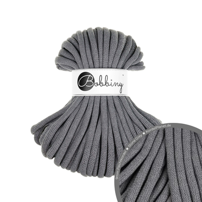 30 Meter - Bobbiny Flechtkordeln Stone Grey Ø 9 mm