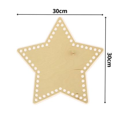 Korbboden Stern 30 cm – XL, gelocht, für dicke Kordeln