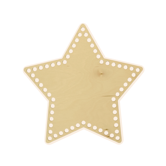 Korbboden Stern 30 cm – XL, gelocht, für dicke Kordeln