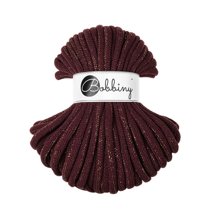 30 Meter - Bobbiny Flechtkordeln Golden Burgundy Ø 9 mm
