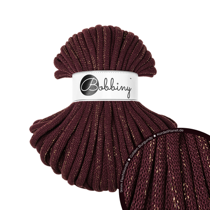 30 Meter - Bobbiny Flechtkordeln Golden Burgundy Ø 9 mm