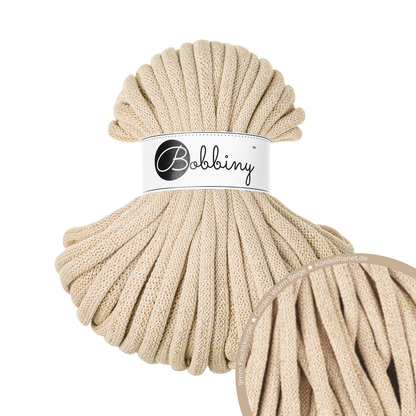 30 Meter - Bobbiny Flechtkordeln Golden Warm Beige Ø 9 mm