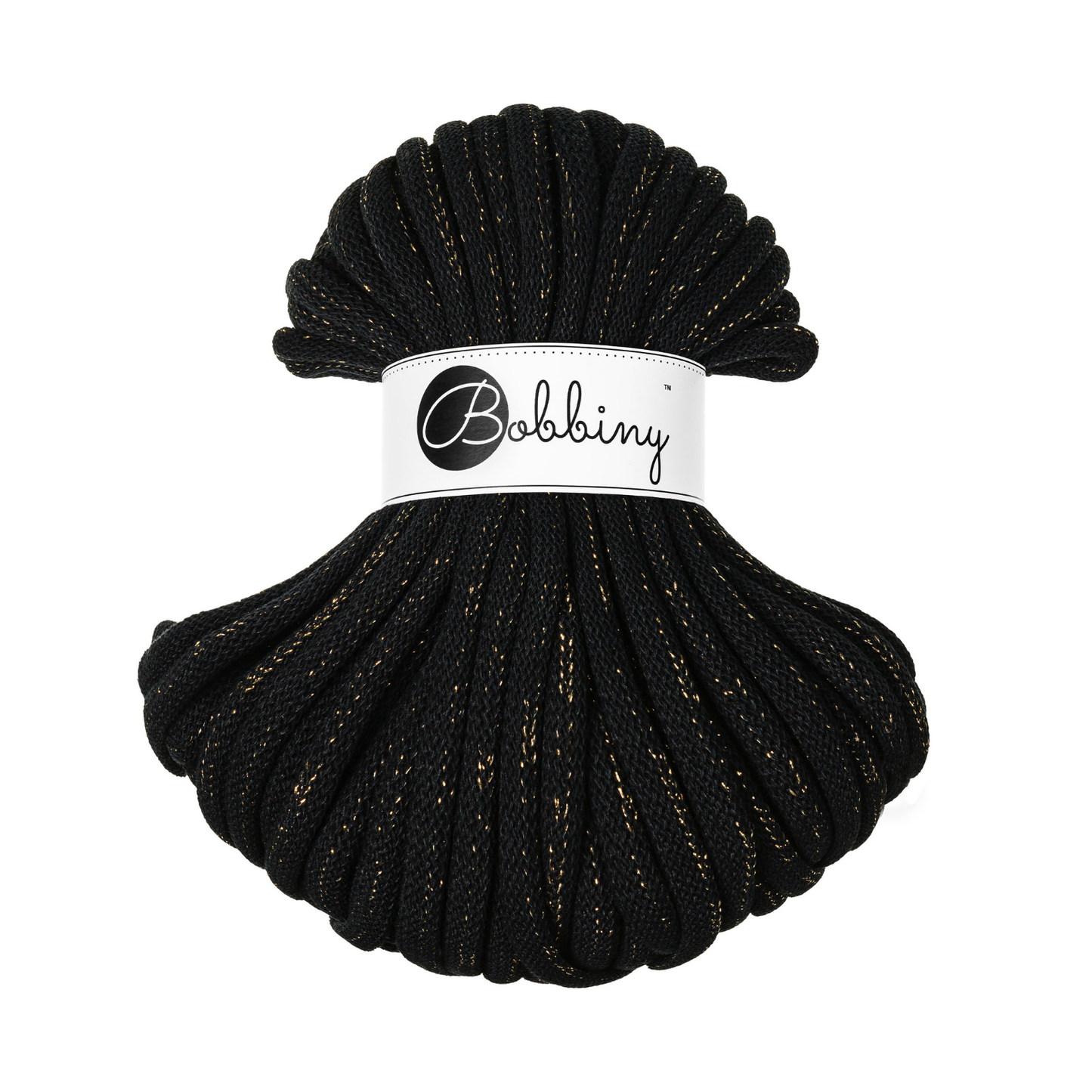 30 Meter - Bobbiny Flechtkordeln Golden Black Ø 9 mm