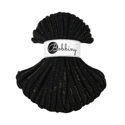 30 Meter - Bobbiny Flechtkordeln Golden Black Ø 9 mm