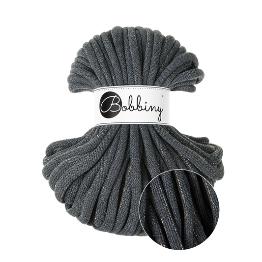 30 Meter - Bobbiny Flechtkordeln Shiny Charcoal Ø 9 mm (Shiny)