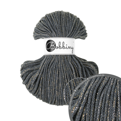 Bobbiny Flechtkordel Shiny Charcoal Ø 3 mm (Shiny)