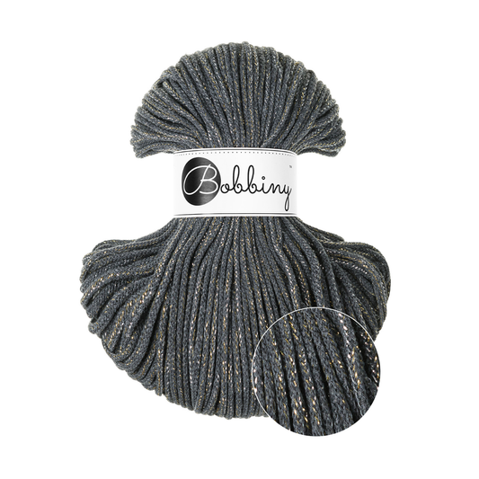 Bobbiny Flechtkordel Shiny Charcoal Ø 3 mm (Shiny)