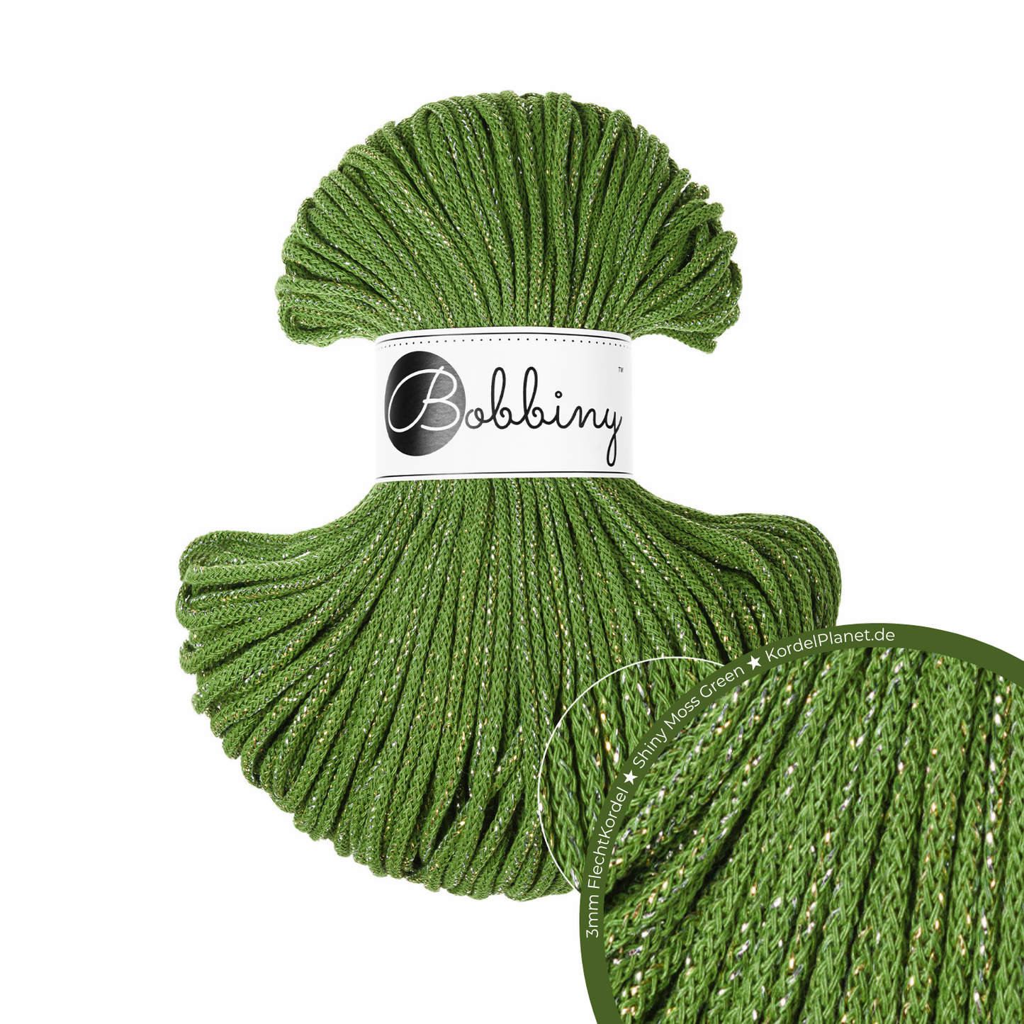 Bobbiny Flechtkordel Shiny Moss Green Ø 3 mm (Shiny)