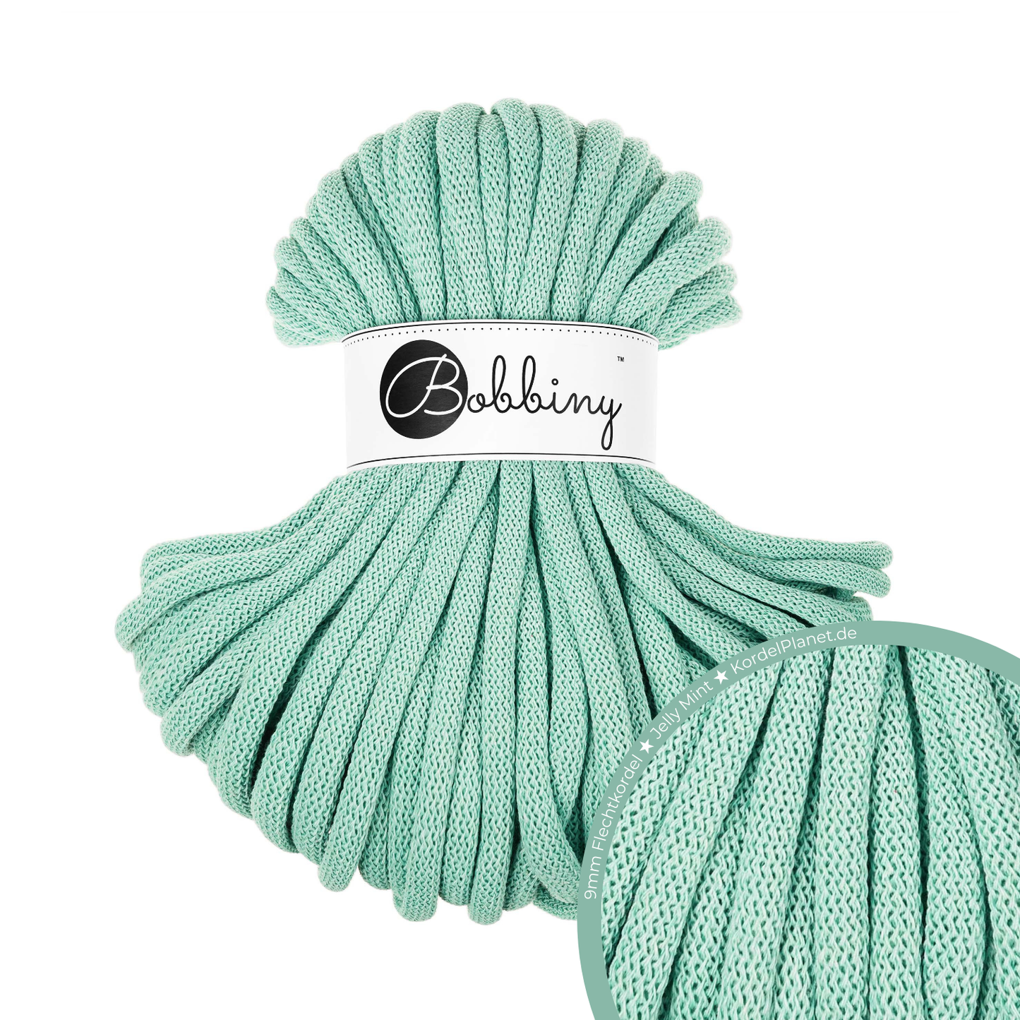 30 Meter - Bobbiny Flechtkordeln Jelly Mint Ø 9 mm
