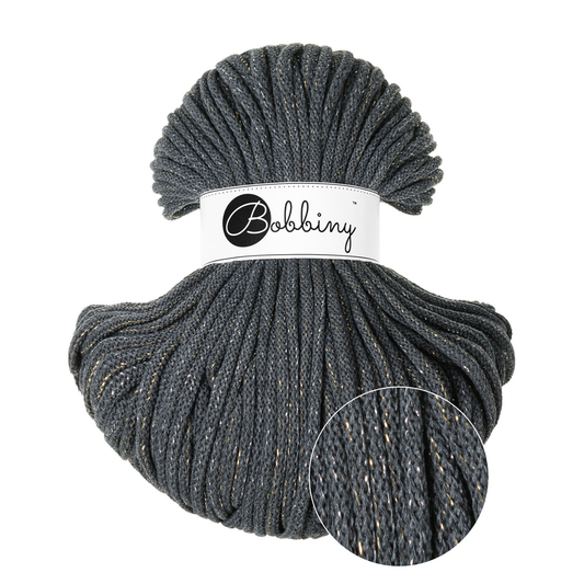 Bobbiny Flechtkordel Shiny Charcoal Ø 5 mm (Shiny)